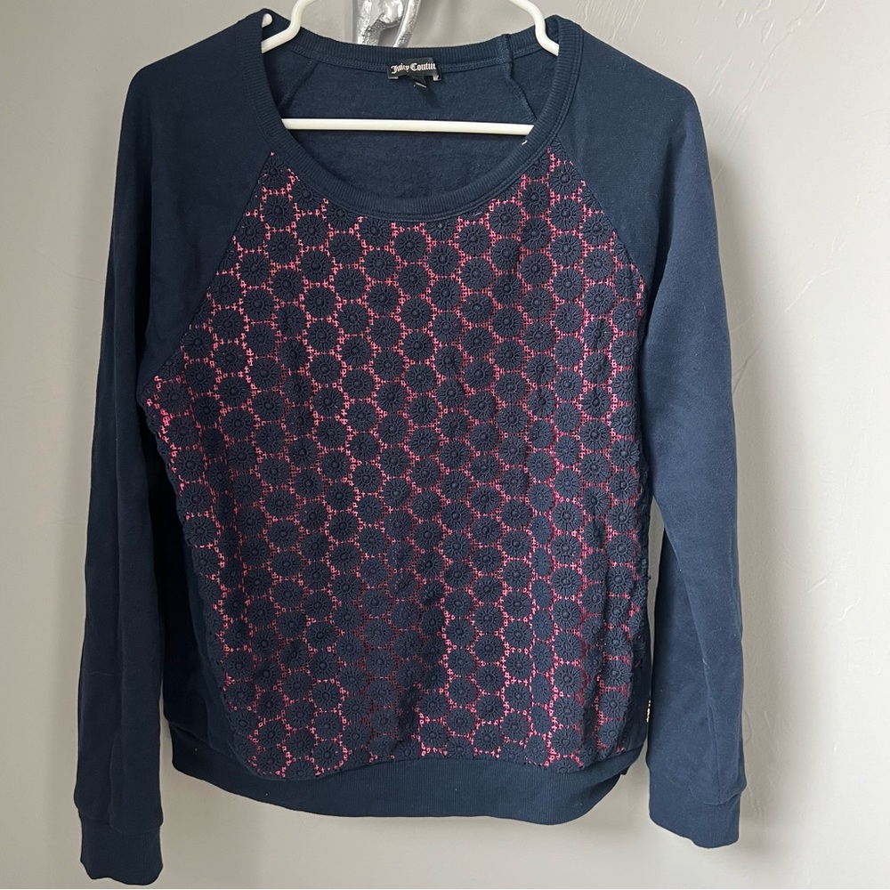 Juicy Couture navy blue and pink sweater size medium in good condition